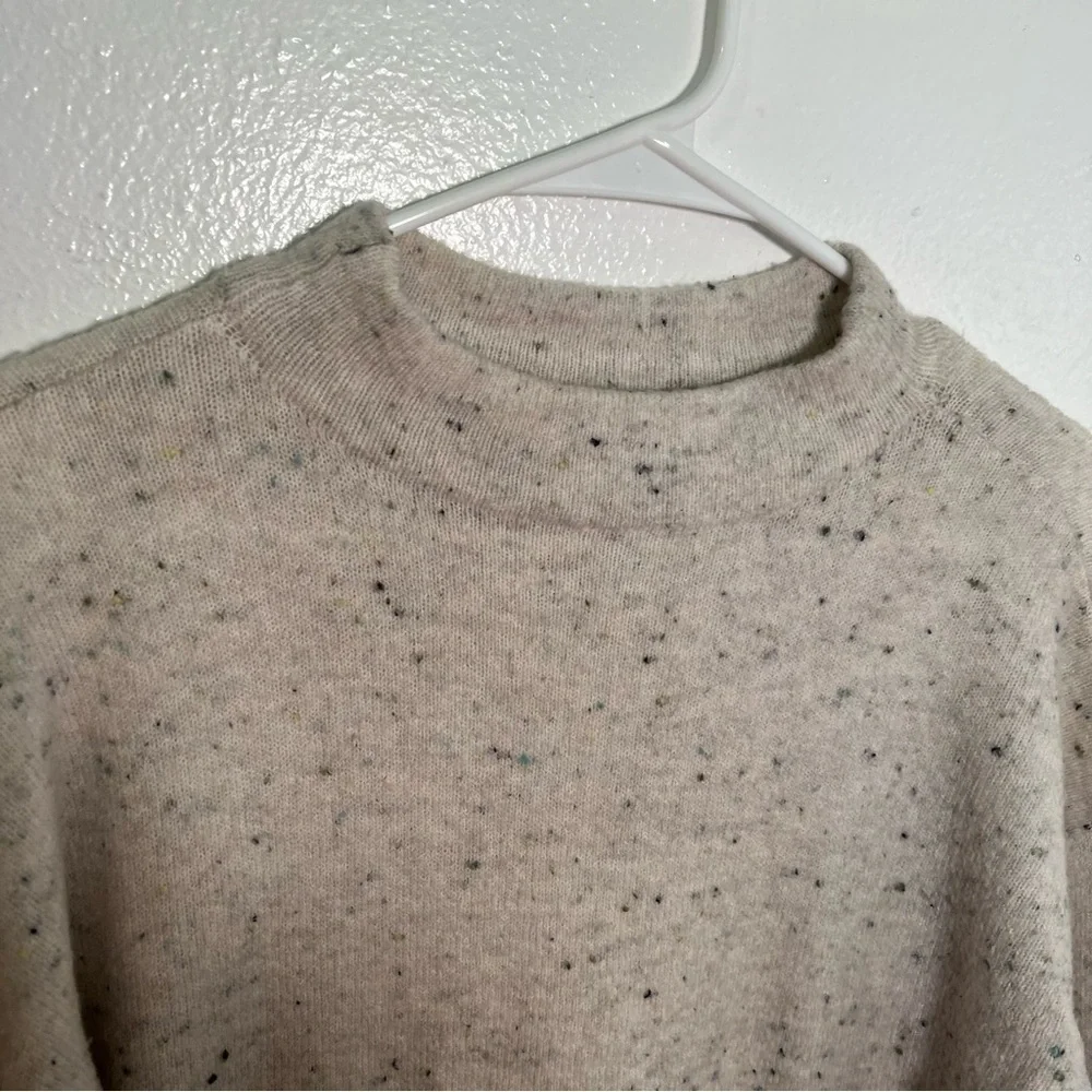 Loft Women's Size XS Flecked Mock Neck Tunic Sweater Cream Speckled Textured